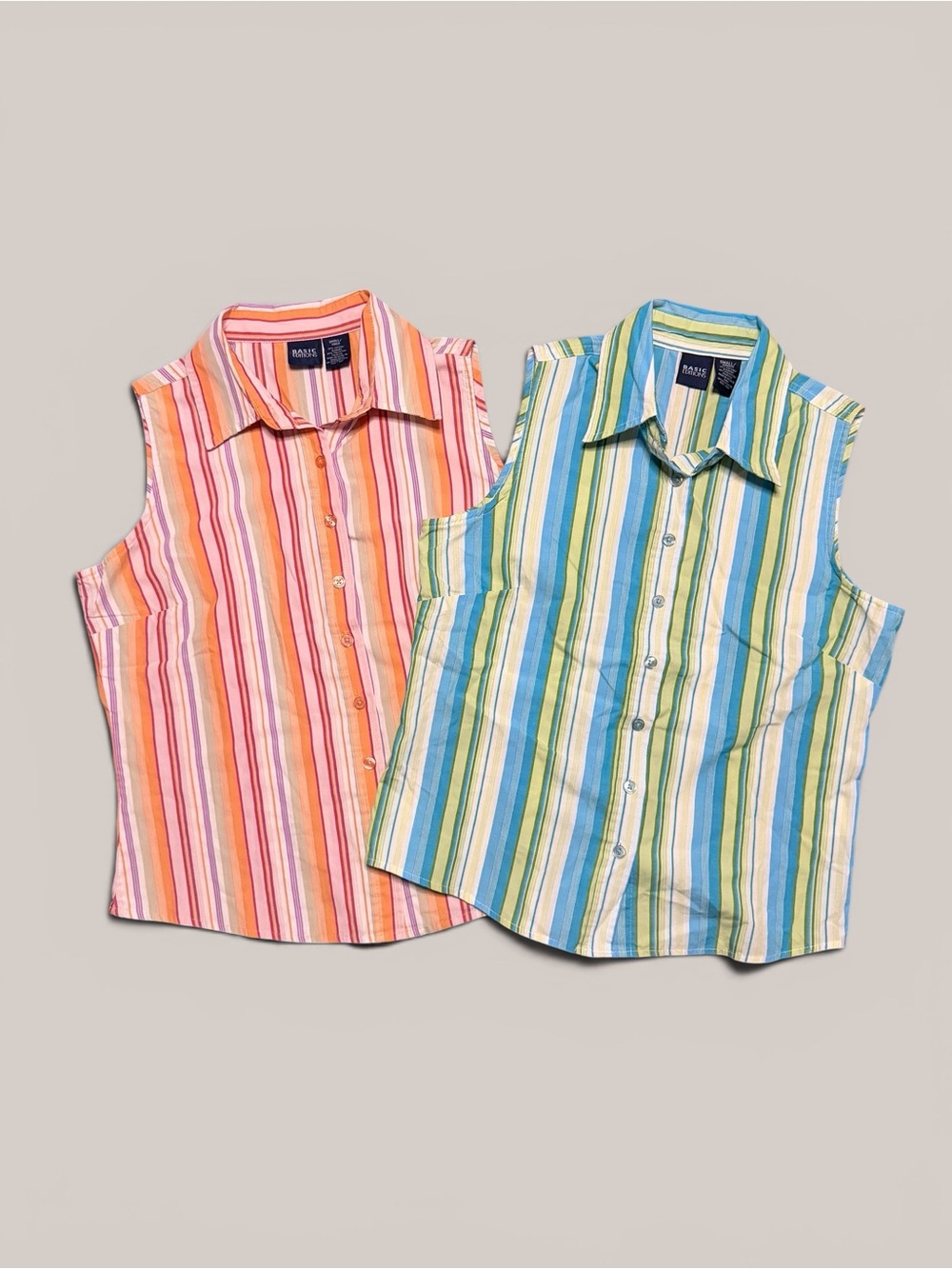 Y2K pastel striped sleeveless button up shirt BUNDLE